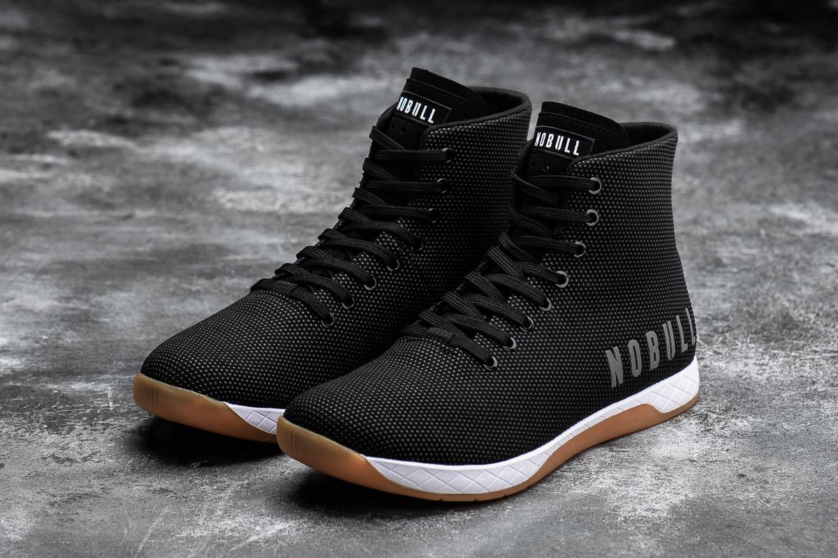 Nobull Superfabric High-Top Men's Trainers Black White | Australia (QY3480)